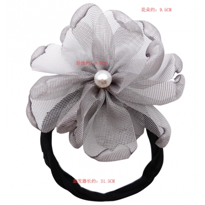 Girls Flower Faux Pearl Hair Bands Hair Fold Wrap Snap Headwear